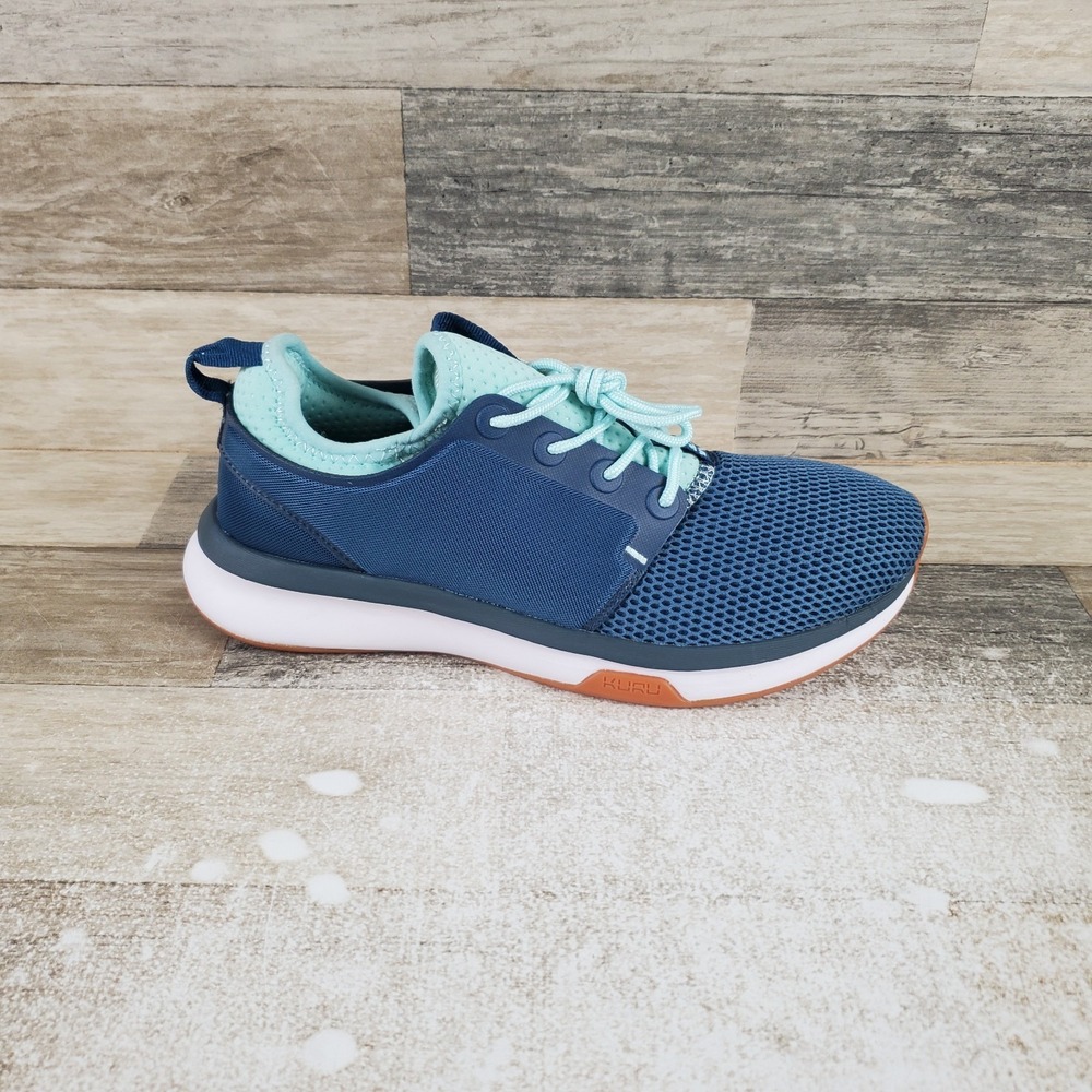 KURU Women's Navy and Mint Green Mesh Sneakers